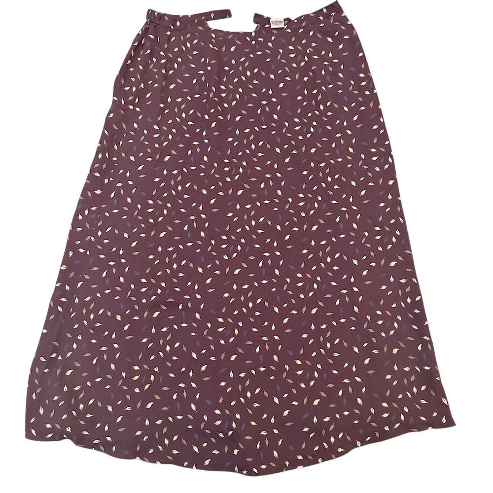 Talbots Petites Floral A-Line Midi Skirt Purple Size 10 Silk‎